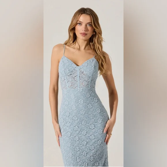 ASTR The Label floral lace knit dusty blue mid feminine chic dress size medium - Picture 13 of 13